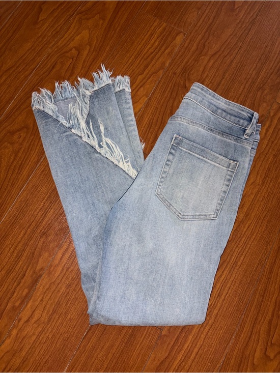 1. State Denim - 1. State Light Wash Frayed Tulip Hem Ankle Jeans